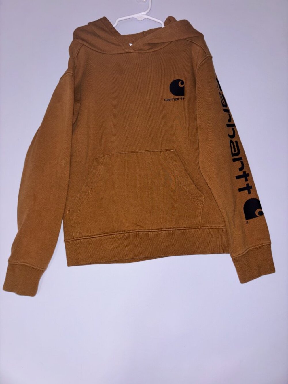 Carhartt Boys Brown Graphic Pullover Hoodie Kids Size S (8/10